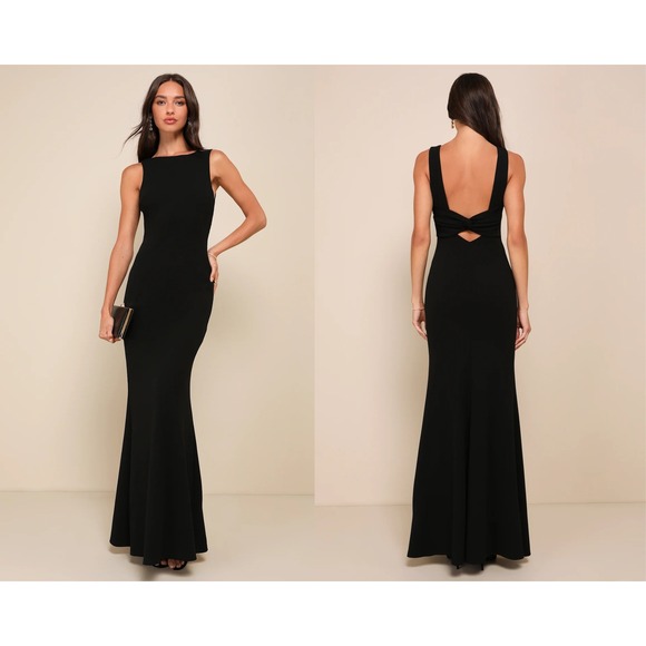 Lulus Dresses & Skirts - Lulus Love In Your Eyes Black Knotted Mermaid Maxi Dress Size XS